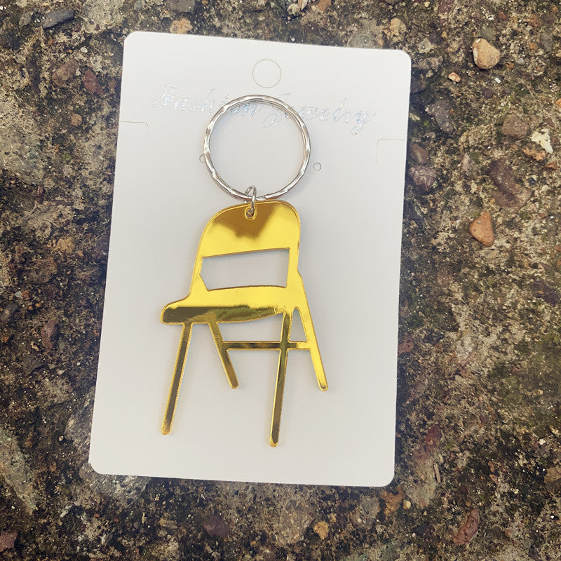 Wholesale Acrylic Leopard Print Mirror Mini Simulation Chair Keychain